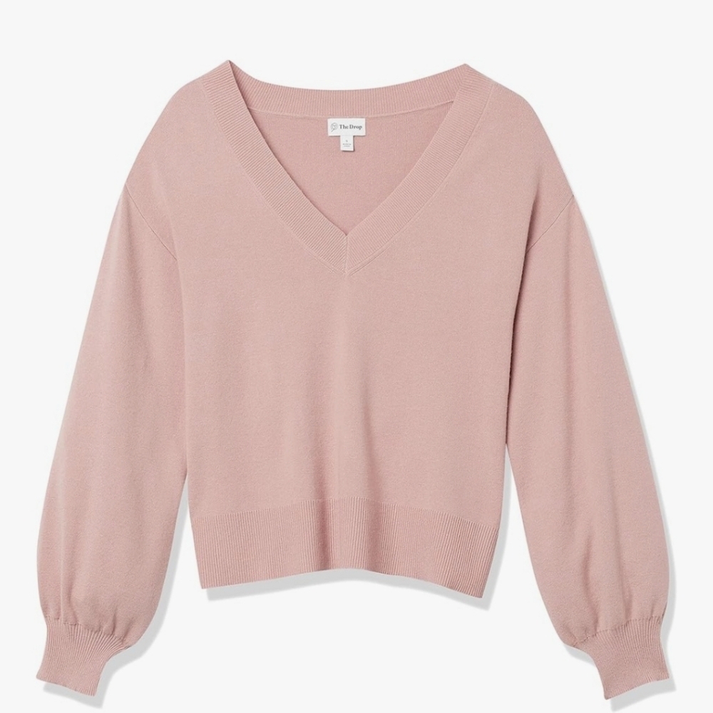 The Drop Women's Mia Bell-Sleeve Deep V-Neck Supersoft Sweater LOT OF TWO Sz M